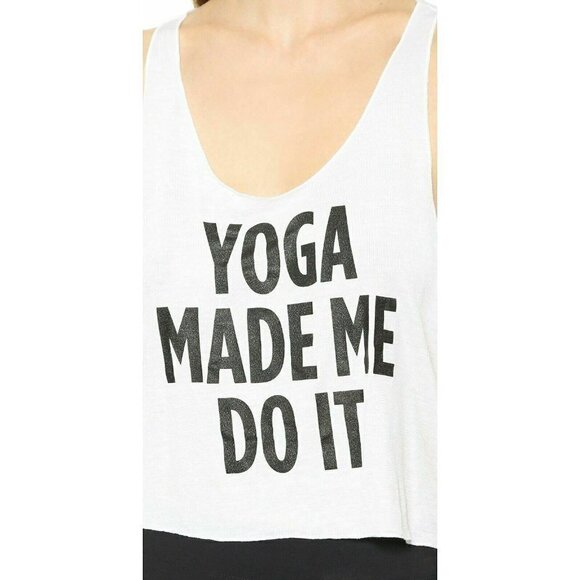 STYLESTALKER White Yoga Made Me Do it Tank Top L - Picture 8 of 10